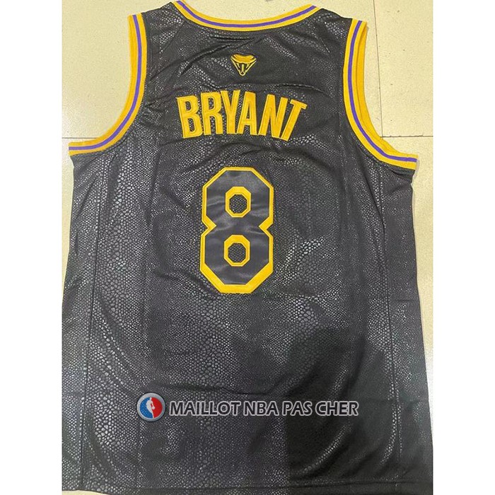 Maillot Los Angeles Lakers Kobe Bryant NO 8 Black Mamba Snakeskin Noir
